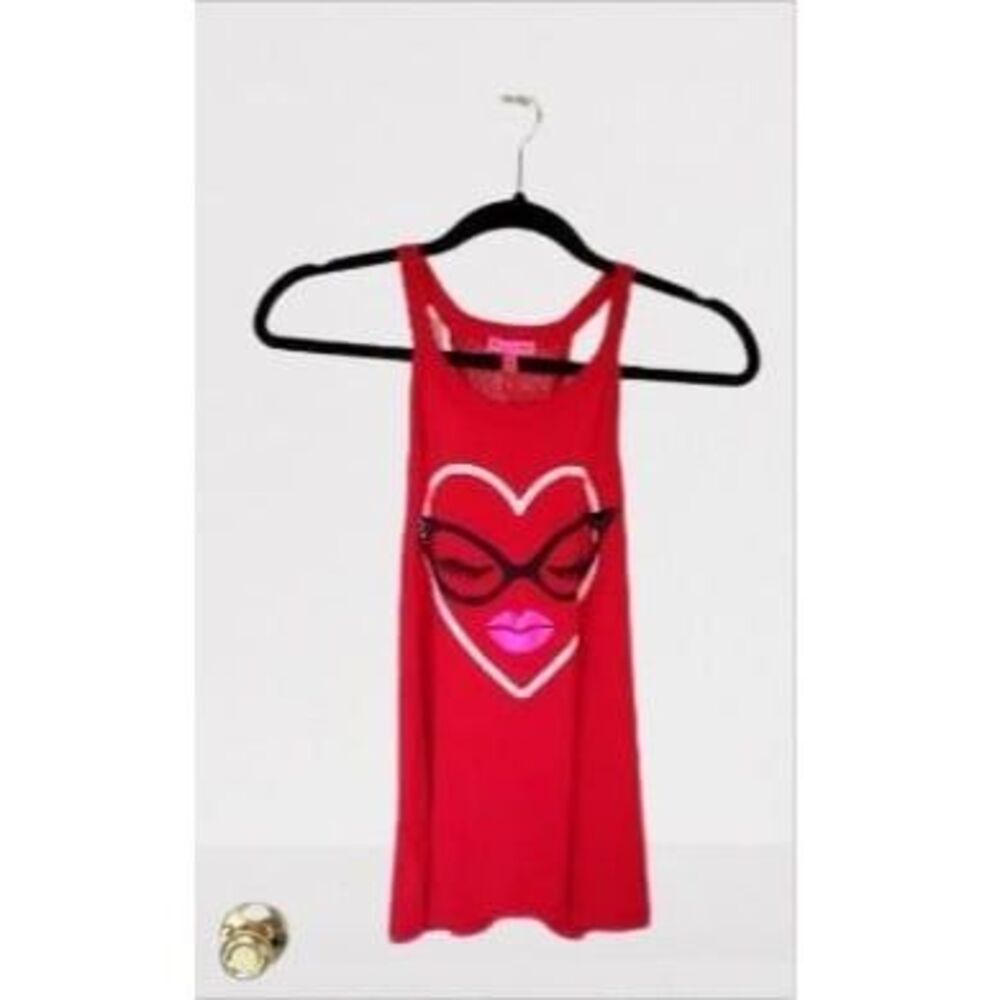 Betsey Johnson Womens Top Red M Racerback Tank  New